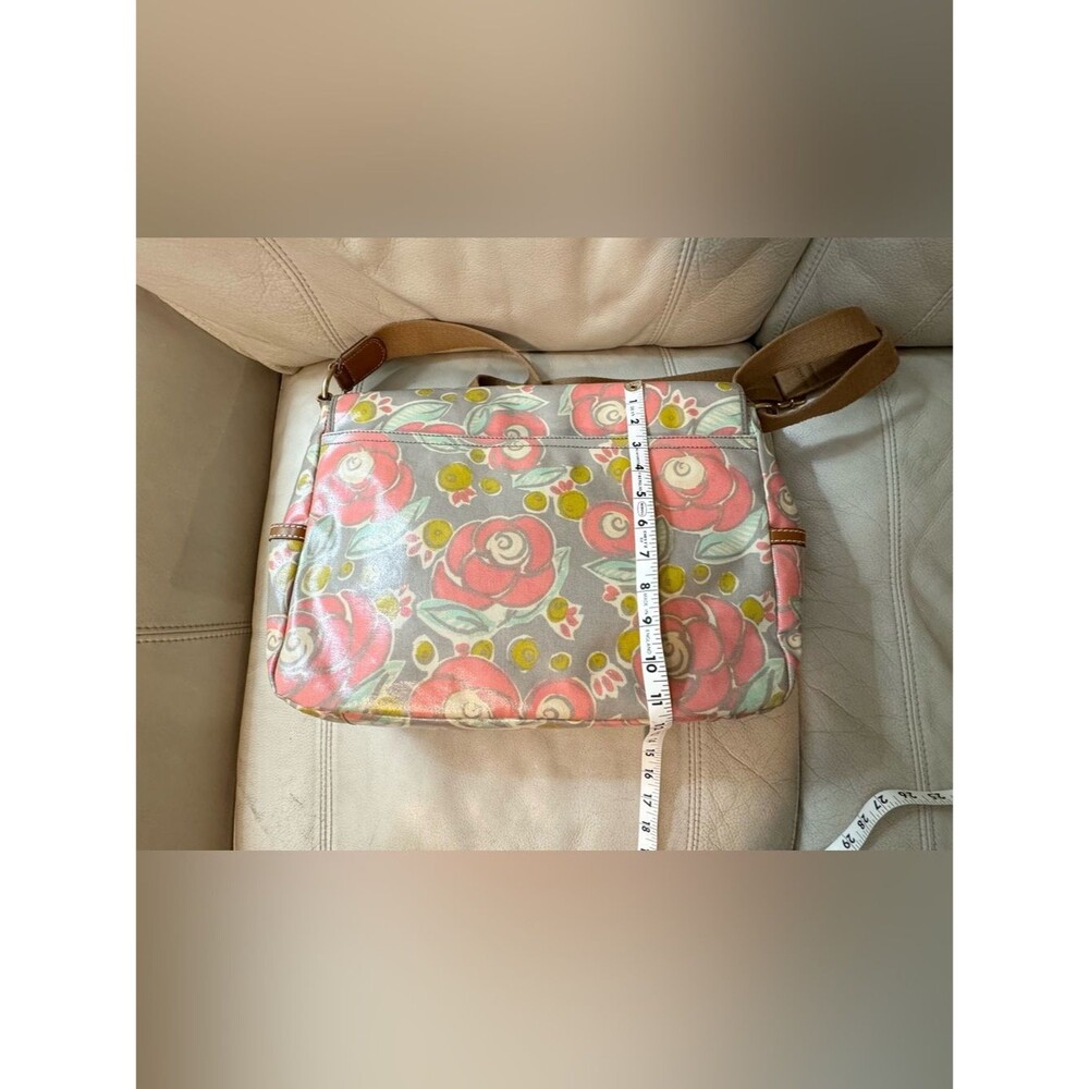 Fossil Messenger Bag Crossbody Coated Canvas Leather Trim Floral - Picture 5 of 16